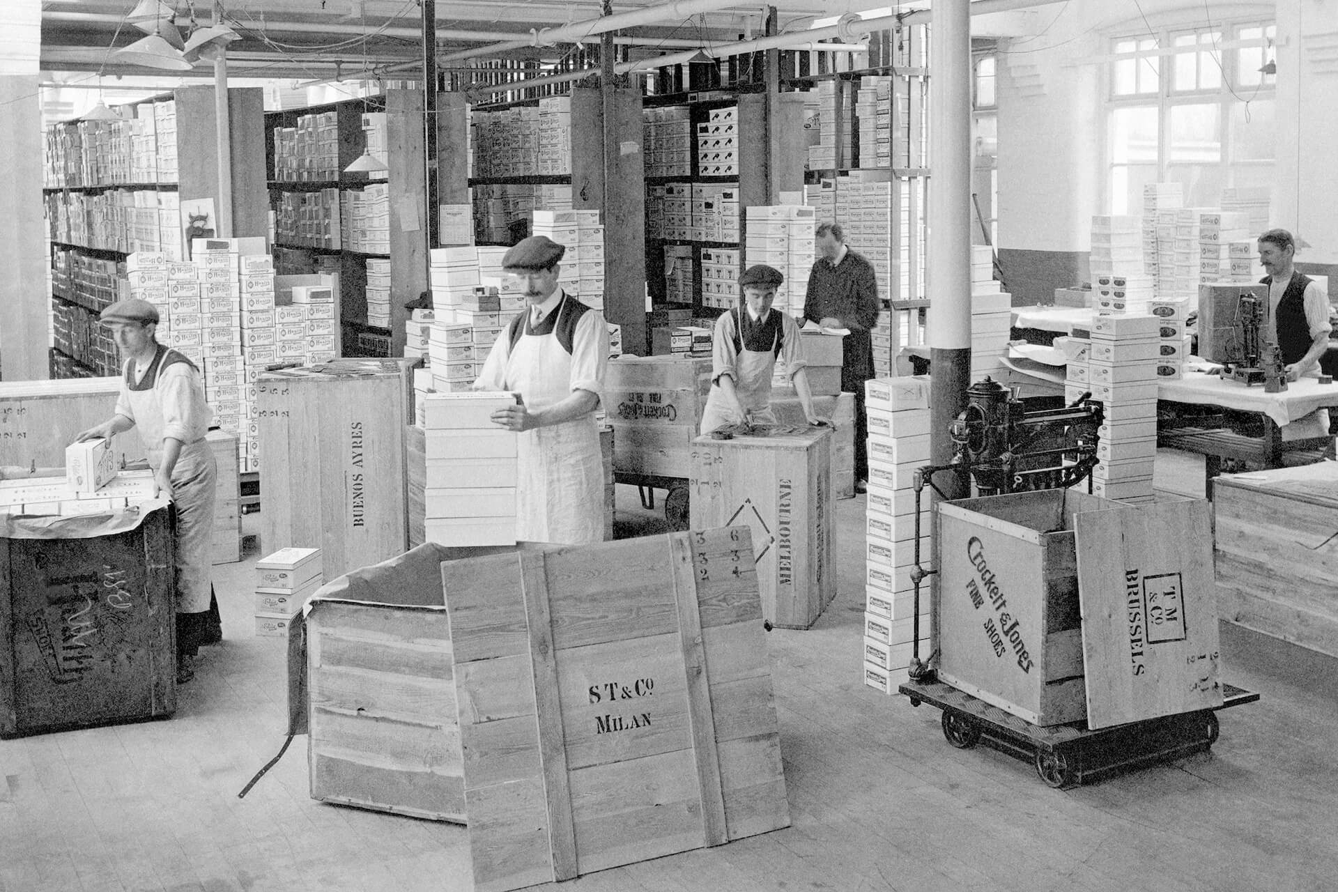 Crocket & Jones packing department in 1920