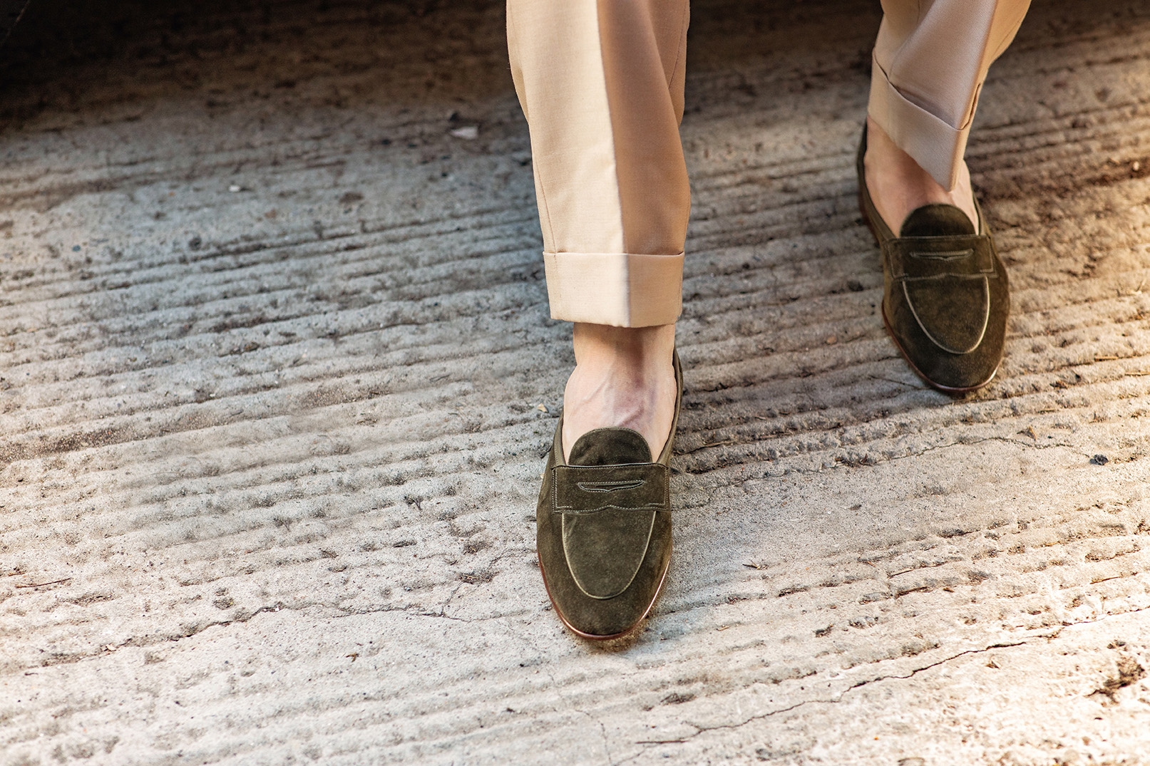 Edward Green Piccadilly loafers in green suede