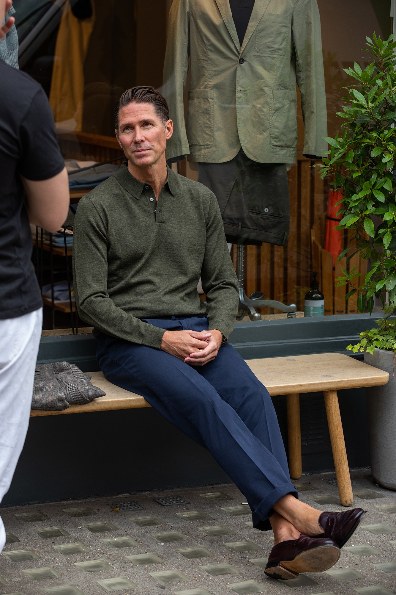 Mats Klingberg sitting outside Trunk shop
