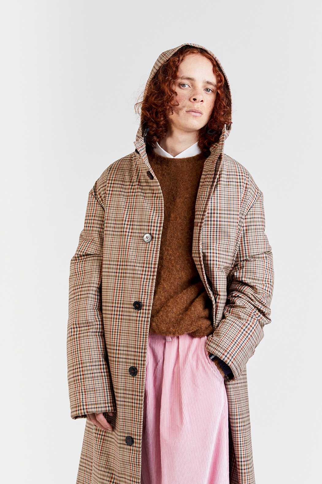 Mackintosh check hooded coat